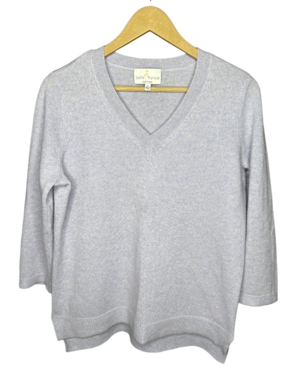 BELLE FRANCE | Light Blue Cashmere V-Neck Sweater | Women’s | L - Picture 2 of 5